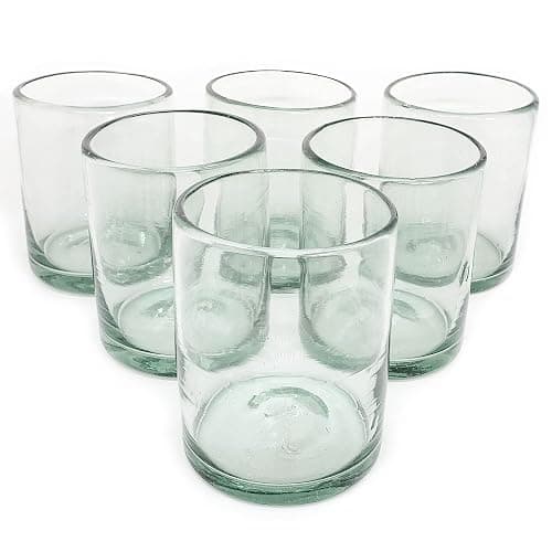 Clear 10 oz Tumblers (set of 6), Hand Blown Mexican Glassware, Recycled Glass Drinking Glasses, Lead-Free, Cocktail Margarita Glasses, Wine Glasses, Shot Glasses, Whiskey Glasses (Tumbler) - Image 1