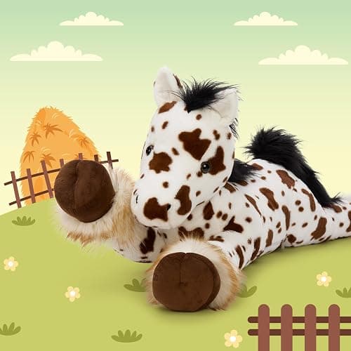 MaoGoLan 47" Giant Horse Stuffed Animal Plush Pillow - Appaloosa Spotted Stuffed Horse Toy for Girl Boy Kid, Ridable Stuffed Pony Spotted Horse Plush for Mother's Day Birthday Gift, Baby Shower Decor thumbnail 5