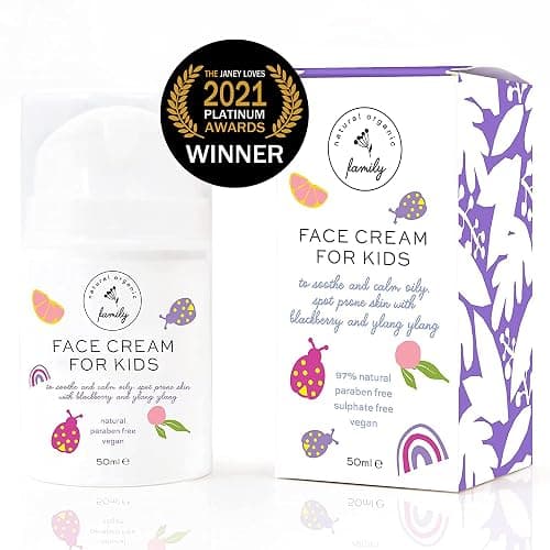 Gentle Face Cream Moisturizer for Kids and Preteens – Nourishing and Calming for All Skin Types – Natural Ingredients: Hyaluronic Acid and Vitamin E - Made in UK 50ml - Blackberry & Ylang thumbnail 8