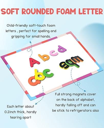 Gamenote Classroom Magnetic Alphabet Letters Kit 238 Pcs with Double - Side Magnet Board - Foam Alphabet Letters for Preschool Kids Toddler Spelling and Learning Colorful ABC Education Fridge Magnets thumbnail 5