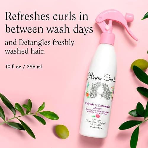 Rizos Curls Refresh & Detangle Spray – Detangling & Curl Leave-In with Coconut Oil – Nourishes, Hydrates & Controls Frizz for Every Curl Pattern – Adds Shine, 2a–4c Hair Types – Vegan & Cruelty-Free thumbnail 2