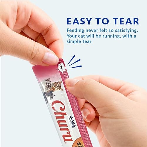 INABA Salmon Churu Cat Treats, Lickable, Squeezable Creamy Purée Cat Treat with Green Tea Extract & Taurine, 0.5 Ounces Each Tube, 40 Tubes, Salmon Variety Box thumbnail 3