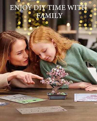 Rolife 3D Wooden Puzzle Flower for Adults, DIY Sakura Bonsai Tree Plants for Home Table Decor, Creative Cherry Blossom Crafts Birthday Model Building Kits Toys thumbnail 2
