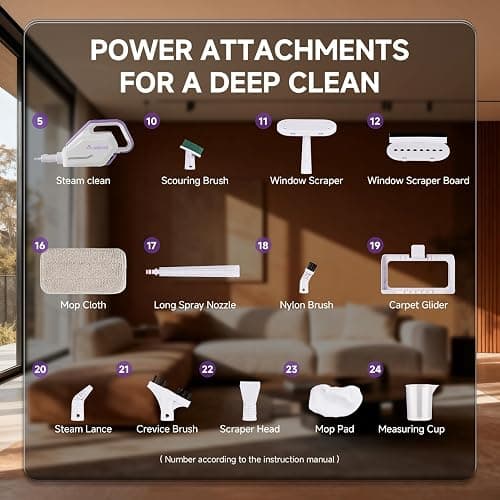 AAOBOSI Steam Mop, 1300W Powerful Detachable Handheld Steamer with 350ml Tank, 11 Multi-purpose Accessories, 23FT Power Cable, Steam Mops for Floor Cleaning, Tiles, Windows, Carpets, Furniture thumbnail 7