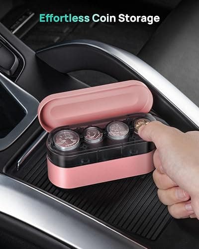 HALOBLK Larger-Capacity Coin Holder for Car Change Holder Organizer, Compatible with Most Car & Trucks, Pink thumbnail 2