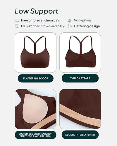 PAVOI ACTIVE Yoga Racerback Bras for Women - Buttery Soft Low Support Scoop Neck Y-Back Thin Strap Sports Bra - FlexFlow thumbnail 4