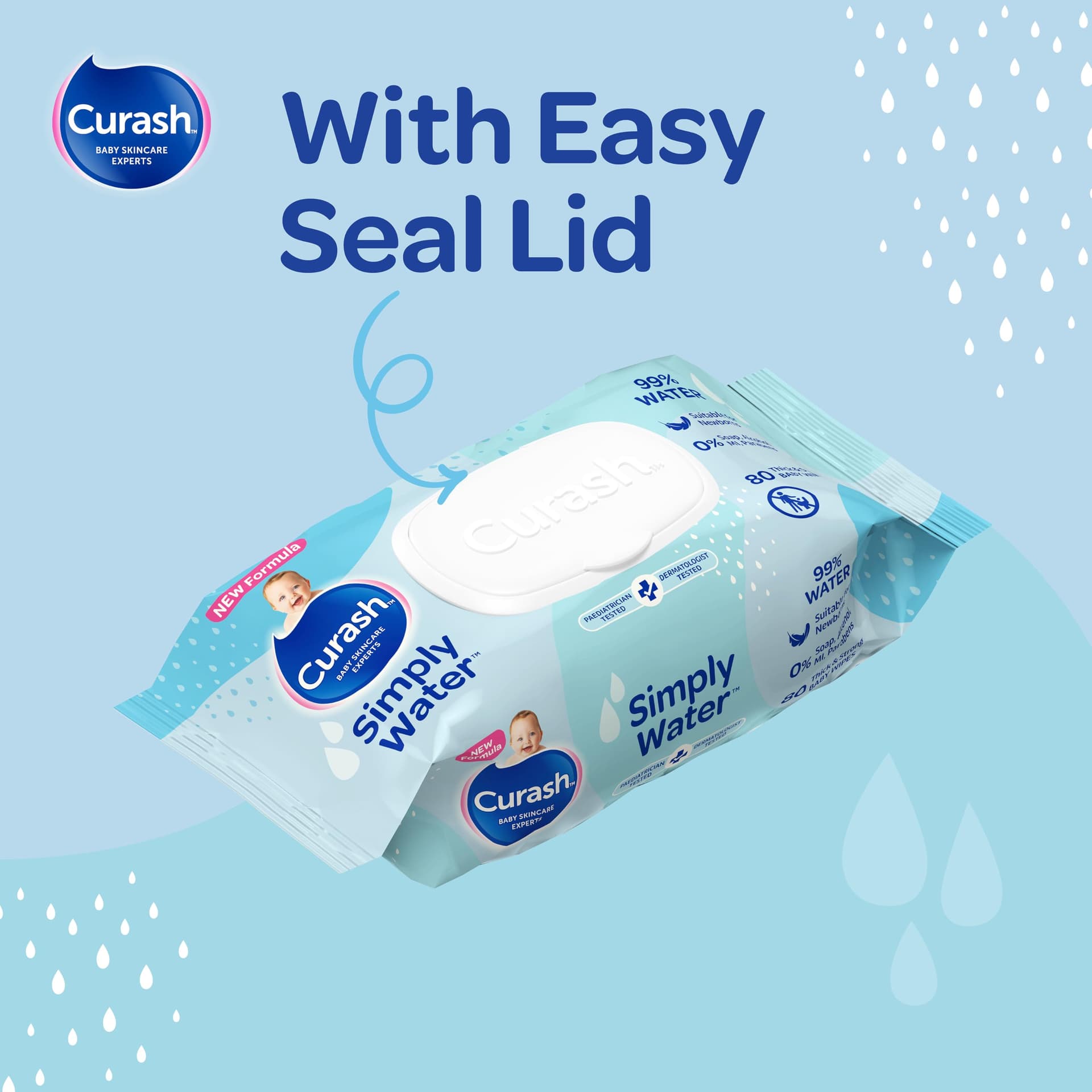 New Formula Curash Simply Water Baby Wipes, 8x80 Pack, Suitable for Newborns, 99% Purified Water, No Soap, Alcohol or Parabens, Thick & Soft Texture, Everyday Cleansing and Nappy Changes, 640 Wipes thumbnail 13
