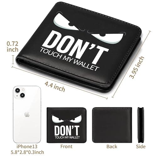 Teen Boys Cool Wallet-Men Mens Men'S Funny Leather Credit Id Card Cash Holder Man Black Rfid Blocking Zipper Wallets With Coin Pocket Id Window Aesthetic Teen Boy Male Youth Guys thumbnail 3