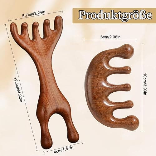 Holz Kopfhaut Massagebürste 2 Stück Kopfmassage Kamm Sauerstoffmassage Massagewerkzeug für entspannende Kopfhautpflege und Durchblutungsförderung ideal für Zuhause oder unterwegs thumbnail 2