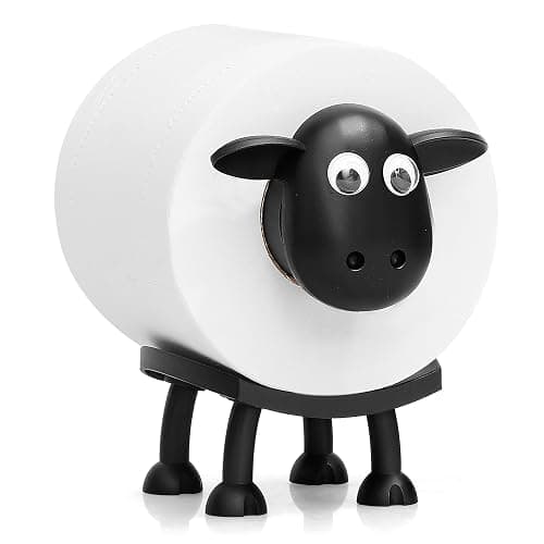 VELENTI Sheep Toilet Roll Holder - Funny Toilet Paper Holder Free Standing Bathroom Set - 3D Printed Black Sheep Loo Roll Holder - Hilarious Tissue Paper Roll Storage - Cute Bathroom Decor - Set of 1 - Image 1