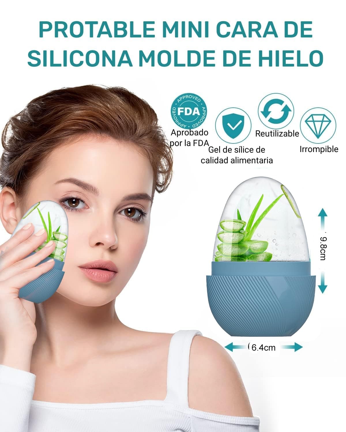 Rodillo de Hielo Facial, Ice Roller Facial para Cara y Ojos Reutilizable, Molde de Hielo Facial para Mejora La Piel Opaca/Piel Firme/Elimina la Hinchazón de Los Ojos/Elimina Las Ojeras (Verde) thumbnail 6