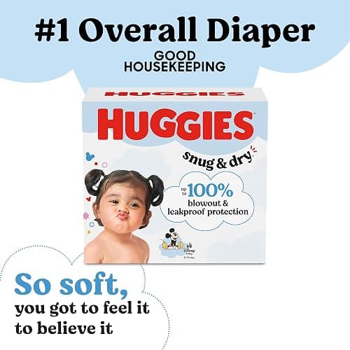Huggies Size 1 Diapers, Snug & Dry Newborn Diapers, Size 1 (8-14 lbs), 44 Count, Packaging May Vary thumbnail 2