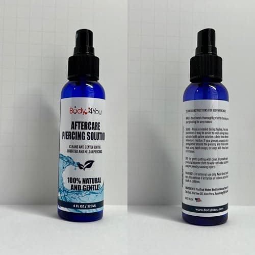 BodyJ4You Piercing Aftercare Spray - Saline Solution Natural Keloid Bump Removal - Ear Piercing Cleaner Nose Septum Belly Button Cartilage - Sea Salt Aloe Vera Rosemary - Fine Mist 2 Fl Oz thumbnail 9