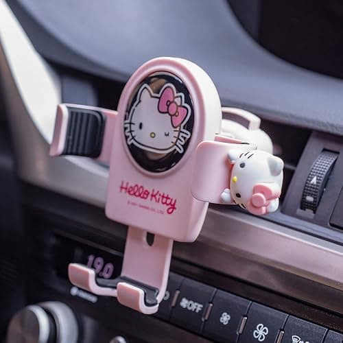 Kawaii Kitty Pink Air Vent Car Mount, Hands Free Cell Phone Holder for Car, Cute Kitty car Accessories, Clamp Cradle, Compatible with All iPhone Android Smartphone thumbnail 3