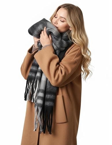 Scarf for Women Winter Warm Long Shawl Large Scarves Cold Weather Thick Blanket Scarfs Colorful Plaid thumbnail 5