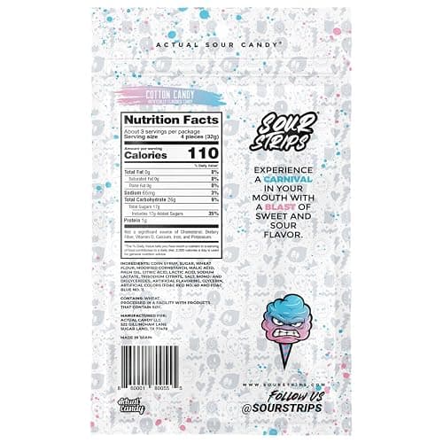 SOUR STRIPS Cotton Candy Flavored Peg Bag, 3.4 oz. (Pack of 3) thumbnail 2