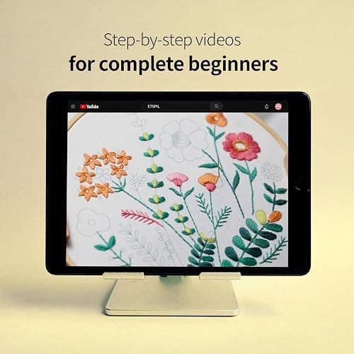 ETSPIL 3 Pack Beginner Embroidery Kits for Adults, DIY Starter Set with Stamped Flower Designs, Embroidery Hoop, Colorful Threads, Tools, Step-by-Step Instructions & Video Tutorial thumbnail 3