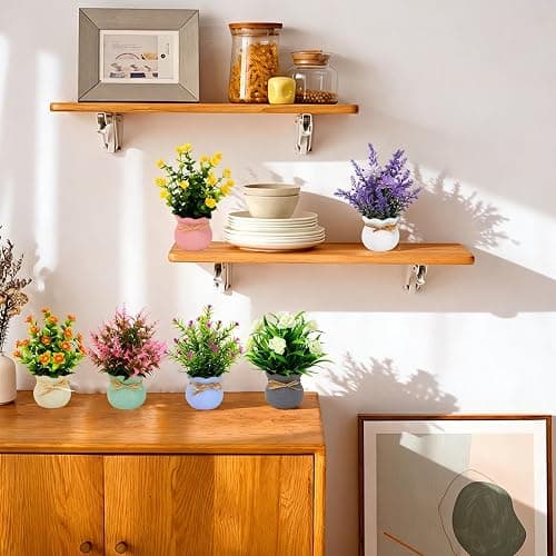 Yoratee 6PCS Artificial Flowers Pot Small Fake Plants with Mini Potted Plants for Home Office Tabletop Centerpiece Decoration thumbnail 6