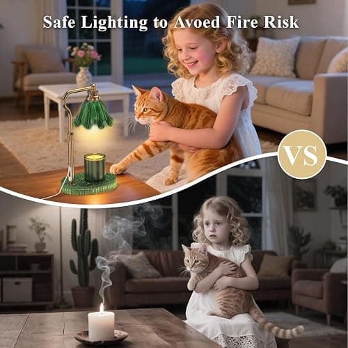 WYghyronic Candle Warmer Lamp with Adjustable Height - Flameless 4-Level Dimmable Wax Warmer, Timer Function & Stylish Design in Multiple Colors (Green) thumbnail 5