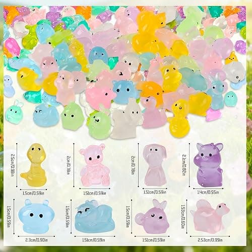 Mini Glow in The Dark Animal Resin Models,New Mystery Resin Animals Blind Bag,Mini Luminous Farm Ocean Figures,Animal Miniatures for Fairy Garden Accessories,Individually Wrapped Blind Bag(100PCS) thumbnail 7