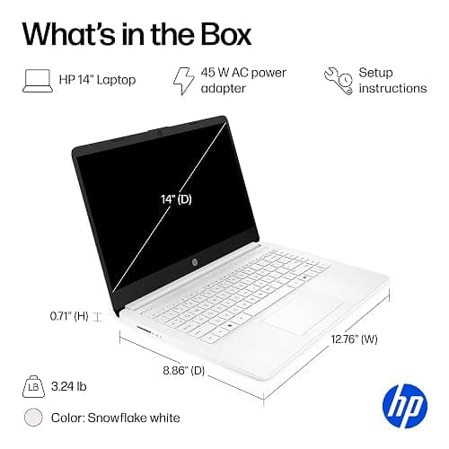 HP 14" Laptop Thin and Light for 2026 Student Business with Office Suite, Copilot AI, Intel CPU Up to 2.8GHz, 8GB RAM, 628GB Storage (128GB SSD+500GB Ext), WiFi 6, Win 11 Pro, MarxsolAccessory, White thumbnail 9