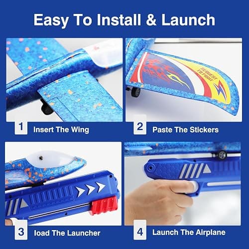 Wesfuner 3 Pack Foam Airplane Launcher Toys, 2 Flight Mode Glider Plane,Kids Flying Toy,3 4 5 6 7 8 9 10 11 12 Year Old Boys Girls Gifts,Outdoor Sport Party Favor thumbnail 3