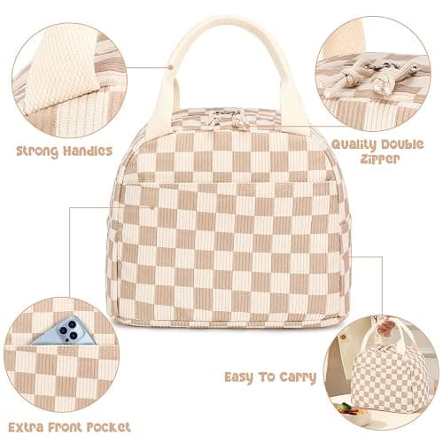 Bluboon Lunch Bag for Women Men Cute Corduroy Lunch Tote Bags Reusable Insulated Lunch Box Large Capacity Reusable Insulated Cooler for Work Picnic or Travel thumbnail 5