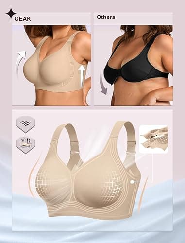 OEAK Womens Wireless Jelly Bra Plus Size Supportive Seamless Bras Full Coverage Push Up Comfortable No Underwire Tshirt Bras thumbnail 4
