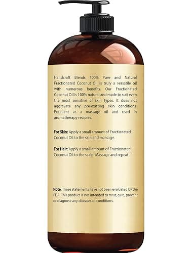 Handcraft Blends Fractionated Coconut Oil - 16 Fl Oz - 100% Pure and Natural - Premium Grade Carrier Oil for Skin, Hair and Body - Massage - Hair Tonic thumbnail 2
