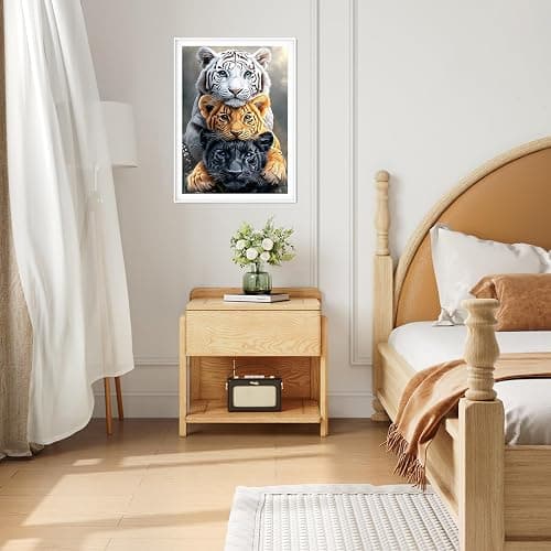 MAXBYE Tiger Diamond Painting Kits for Adults, 5D Three Tigers Diamond Art Kits DIY Full Drill Animal Gem Art for Beginner, Crystal Cross Stitch Craft for Home Wall Decor Holiday Gifts 30x40cm thumbnail 3
