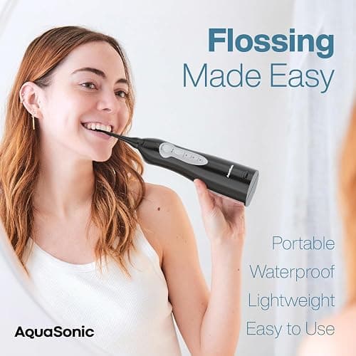 AquaSonic Aqua Flosser - Cordless Rechargeable Water Flosser for Teeth - Waterproof, Portable Oral Irrigator for Dental Cleaning with 5 Jet Tips – Braces Home Travel thumbnail 2
