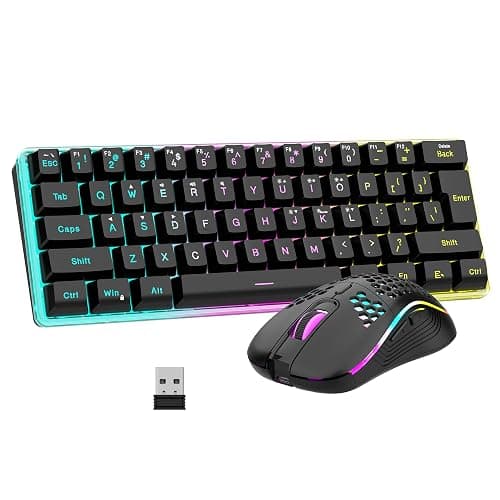 RedThunder 60% Wireless Gaming Keyboard & Mouse Combo with Rechargeable Battery, Ultra-Compact Small RGB Mechanical Feel Keyboard, Ergonomic Lightweight Honeycomb Optical Mouse for Gaming/Business - Image 1