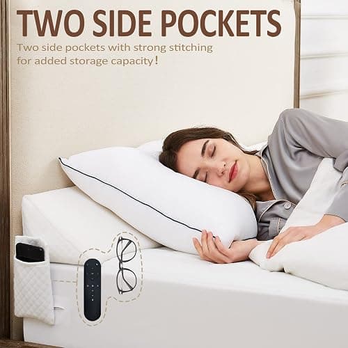 Homemate King Size（76"x10"x6"） Bed Wedge Pillow for Headboard - Bed Gap Filler(0-8") - Triangle Bloster Pillow Wedge - White thumbnail 6
