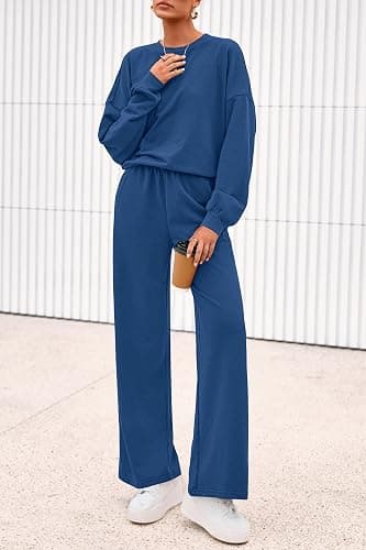 PRETTYGARDEN Women 2 Piece Outfits 2025 Fall Sweatsuits Crewneck Sweatshirt Wide Leg Sweatpants Lounge Sets Tracksuit thumbnail 7