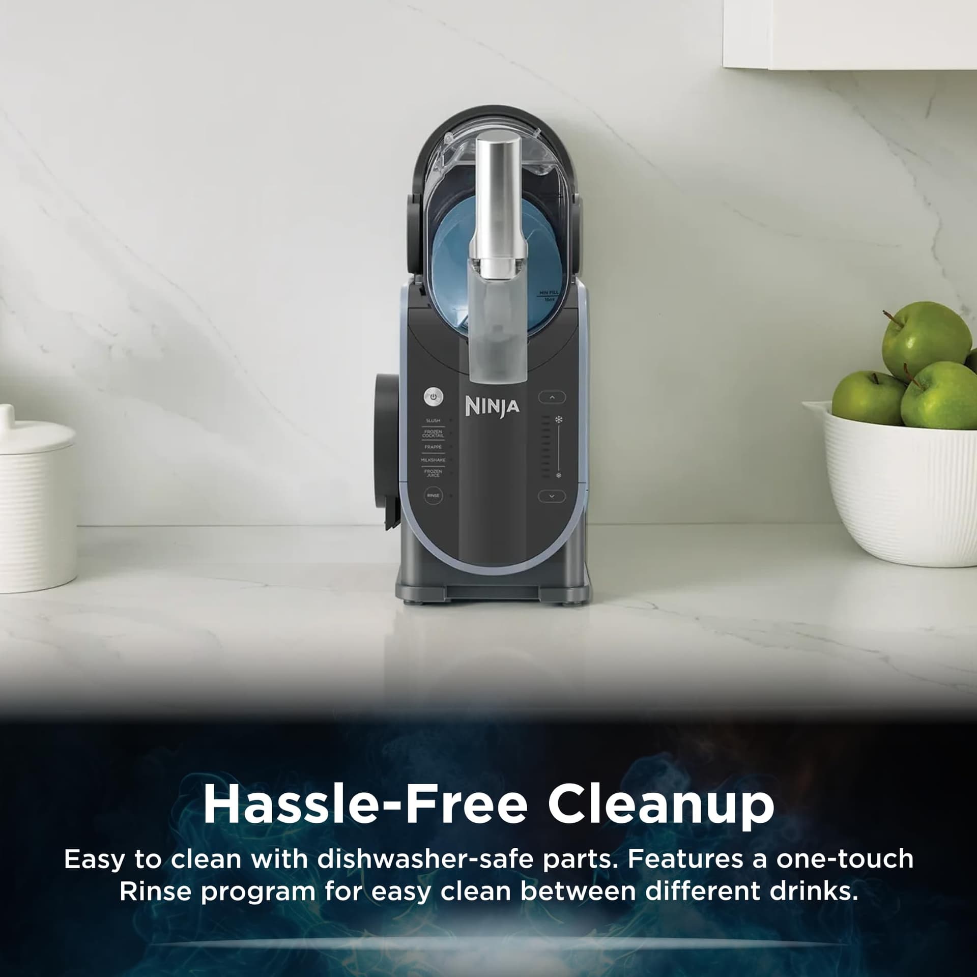 Ninja SLUSHi Professional Frozen Drink Maker, 5 Preset Functions, Compact Size, Up to 9 servings with 2.6L Capacity, FS301ANZ, Artic Blue and Grey thumbnail 7