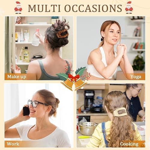 6 PCS Flat Hair Clips for Women, Large French Flat Claw Clips for Thick Thin & Curly Hair, Strong Hold Non Slip Leopard Print Jaw Clips Hair Accessories for Girls Christmas Gifts, Tortoise thumbnail 7