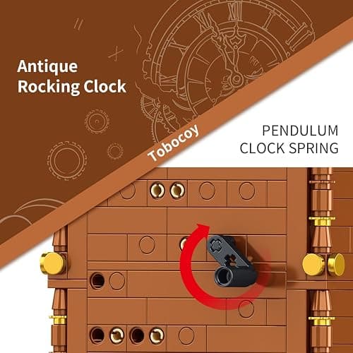 Vintage Swing Clock Building Blocks Set – 751 PCS Real Working Mechanical Clock with Alarm, Moving Pendulum & Rotating Dial, Retro Steampunk Decor Gift for Adults & Teens, Compatible with Lego Sets thumbnail 6