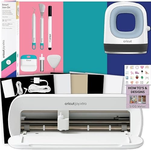 Cricut Joy Xtra Cutting Machine T-Shirt Making Bundle with Mini EasyPress Heat Press - Includes Smart Iron-On Materials, Tools & Heat Transfer Vinyl Design Guides - Image 1