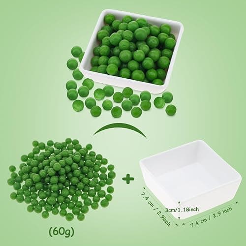 Woration Fake Pea Grains Artificial Green Beans Faux Mung Beans Lifelike Vegetable Decoration with Bowl Set Home Kitchen Shop Food Prop - 60g thumbnail 3