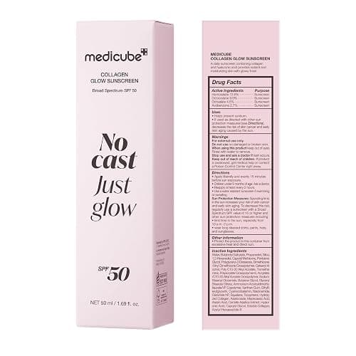 medicube No Cast Just Glow Collagen Sunscreen | SPF 50 Broad Spectrum Face Sunscreen | Lightweight, Non-Sticky, Hydrating Formula | Peptide, Cica for Soothing & Glow | Stocking Stuffers for Women thumbnail 9
