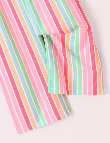 Crazyme Girls Jumpsuit Striped Sleeveless Girl Casual Rompers Suspender Wide Leg Pants with Belt Jumpsuit for Girls 4-13Y thumbnail 7