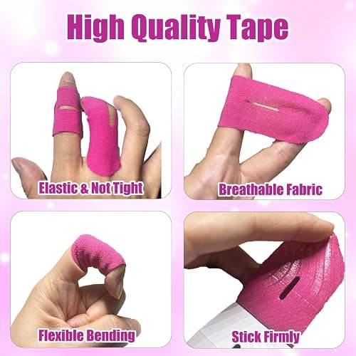 OOMDMI 30 Packs Comfort Tape with Breathing Hole - Breathable Tape for Women Men, Strong Hold, Sport Tape for Bowling Finger Protection, Bowling Accessories (Pink) thumbnail 4