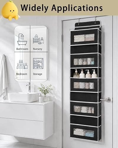 UFORU Over The Door Organizer Storage, 5 Tiers Large Capacity Door Hanging Organizer Shelf, 44lb Heavy-Duty Behind the Door Storage for Closet, Bathroom, Nursery, Bedroom, Shoes, Black thumbnail 3