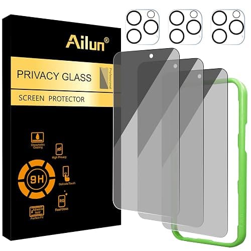 Ailun 3Pack Privacy Screen Protector for iPhone 16 Pro [6.3 inch]+3Pack Camera Lens Protector,Dynamic Island Compatible,Anti Spy Tempered Glass[9H Hardness][Not for iPhone 16/16 Plus/16 Pro Max/16e] - Image 1