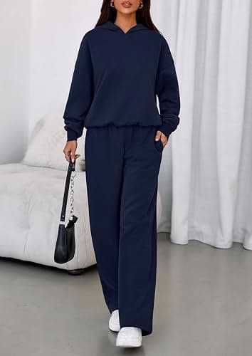 PRETTYGARDEN Womens Sweatsuits 2 Piece Set 2025 Casual Winter Long Sleeve Hoodie Loose Wide Leg Sweatpants Fall Tracksuit thumbnail 6