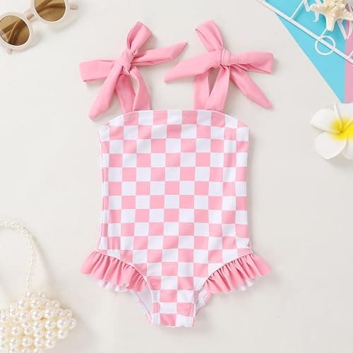 YOUNGER TREE Toddler Swimsuit Girl Color Block Stripe One-Piece Swimwear Baby Girl Bathing Suits thumbnail 2