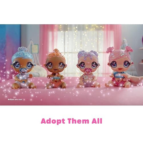I Love U Glitter Babyz Dreamia Stardust Baby Doll with 3 Magical Colour changes, Pink Hair & a Rainbow Outfit. Includes Reusable Diaper, Bottle, & Pacifier. Collectable Toy For Kids Ages 3 Years Plus thumbnail 7