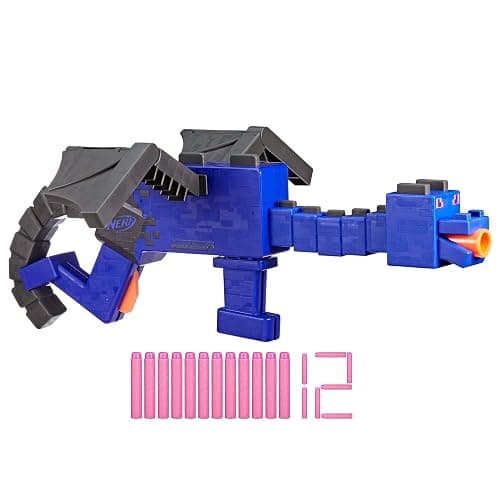 NERF Minecraft Ender Dragon Blaster, 4-Dart Internal Clip, 12 NERF Elite Foam Darts, Design Inspired by Mob in The Game - Image 1