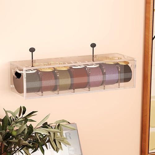 ZhiYo-Life Acrylic Belt Organizer with Dust Cover – Clear Belt Storage Box for Closet or Drawer, Belt and Tie Display Holder Case with 7 Compartments for Men and Women thumbnail 2