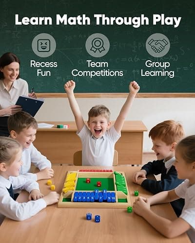 Maiji Planet Classic Original Shut The Box Game, Math Dice Board Game for Family Night Classroom Travel, Wooden Table for Group Kid Adult Senior, Camp Party Bar, Easy Quick and Fun, 2-4 Players thumbnail 4